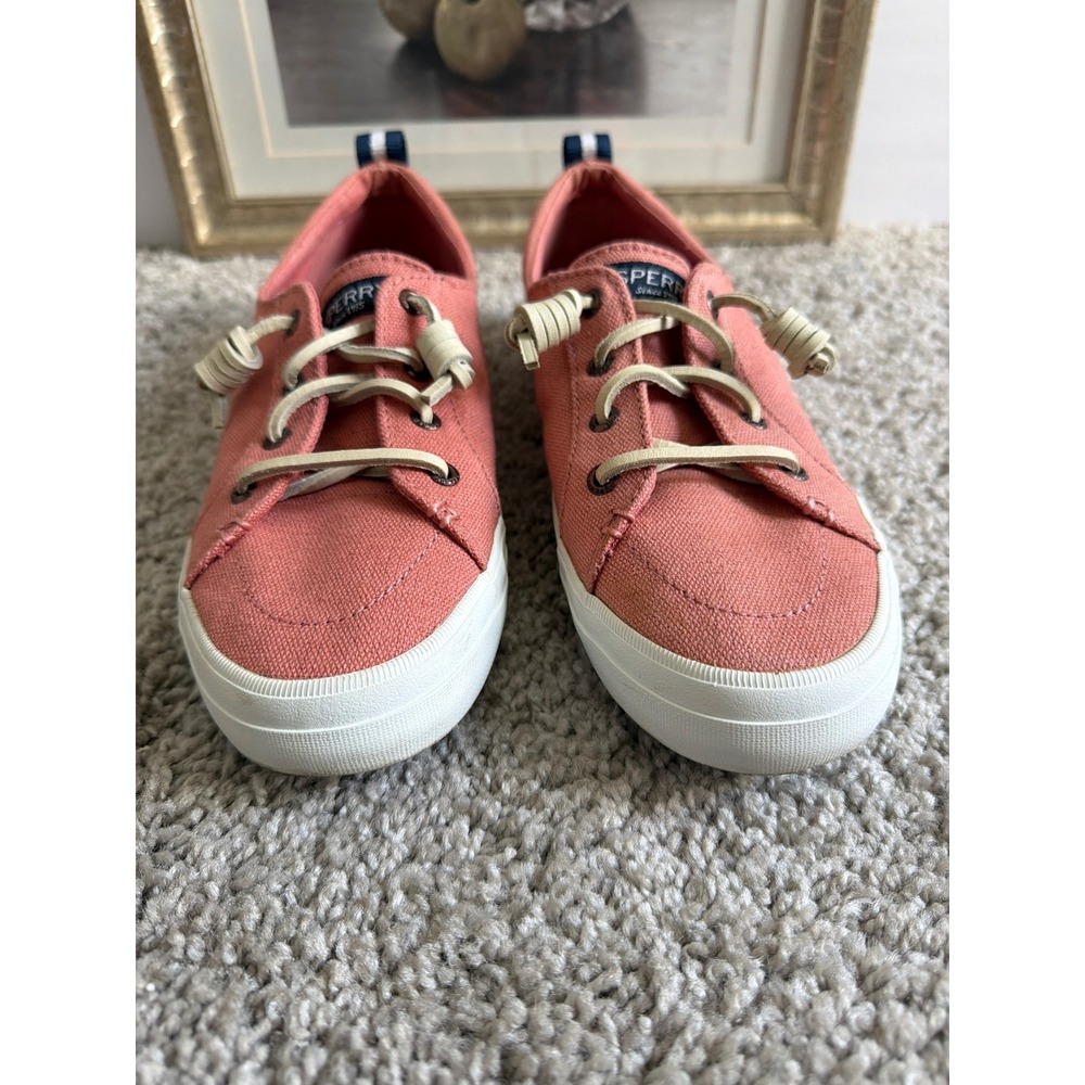 Sperry Top-Sider Crest Vibe Coral Pink Canvas Sneakers Womens Shoes
